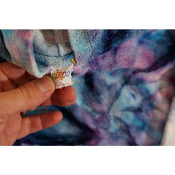 Circo Women's 4T Tie Dye Hooded Cotton Top Long Sleeve Blue Purple - Picture 5 of 10